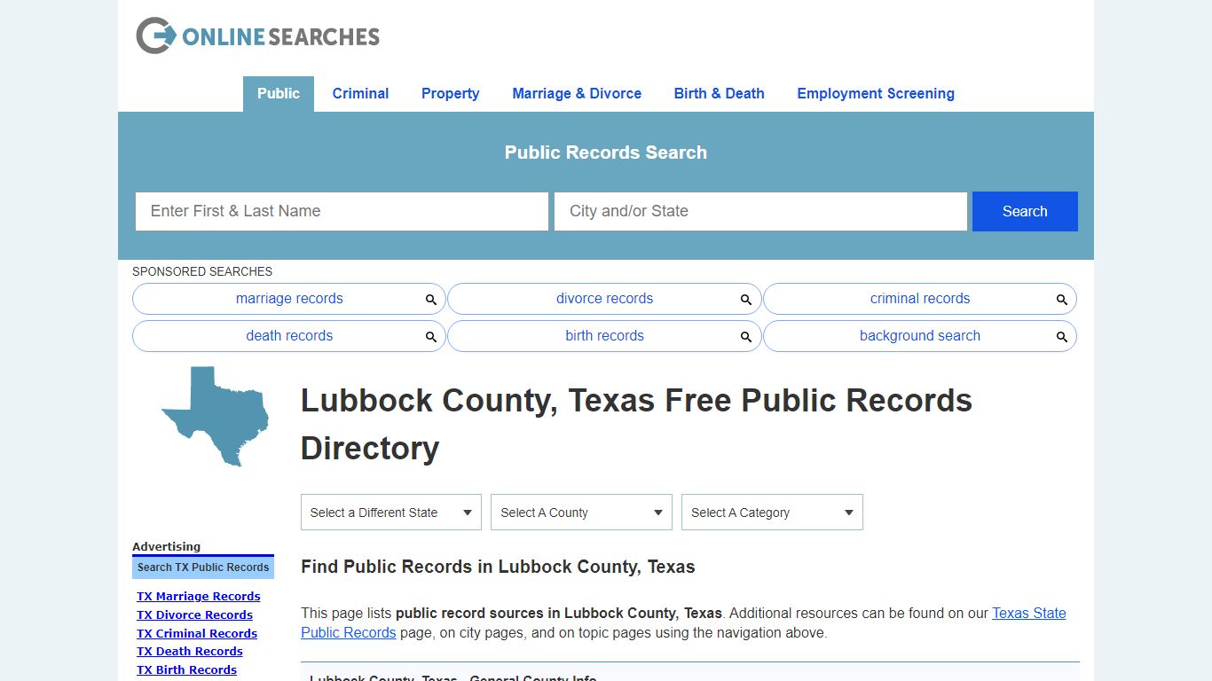 Lubbock County, Texas Public Records Directory